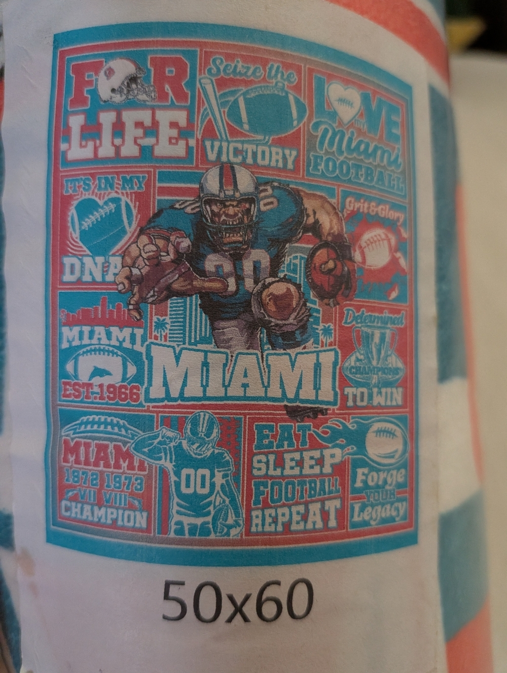 Miami Football Blanket 50x60  Fleece Blanket